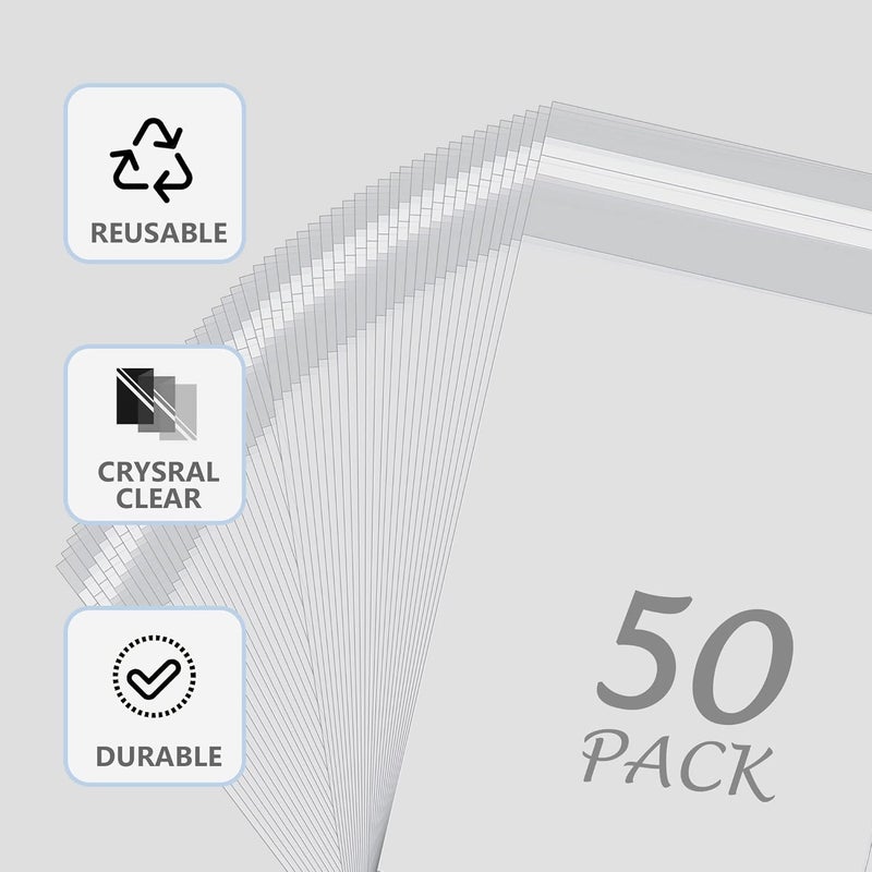 Somime 50 Pack Acid-Free Crystal Clear Sleeves Storage Bags for 13x19 Art Prints/Pictures/Photos/Framing Mat Mattes (Bag Size: 13 2/5" x19 1/2") - Image 5
